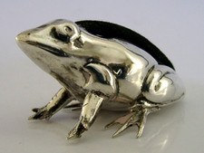 NOVELTY STERLING SILVER PIN CUSHION FROG c1950 VINTAGE NEEDLEWORK