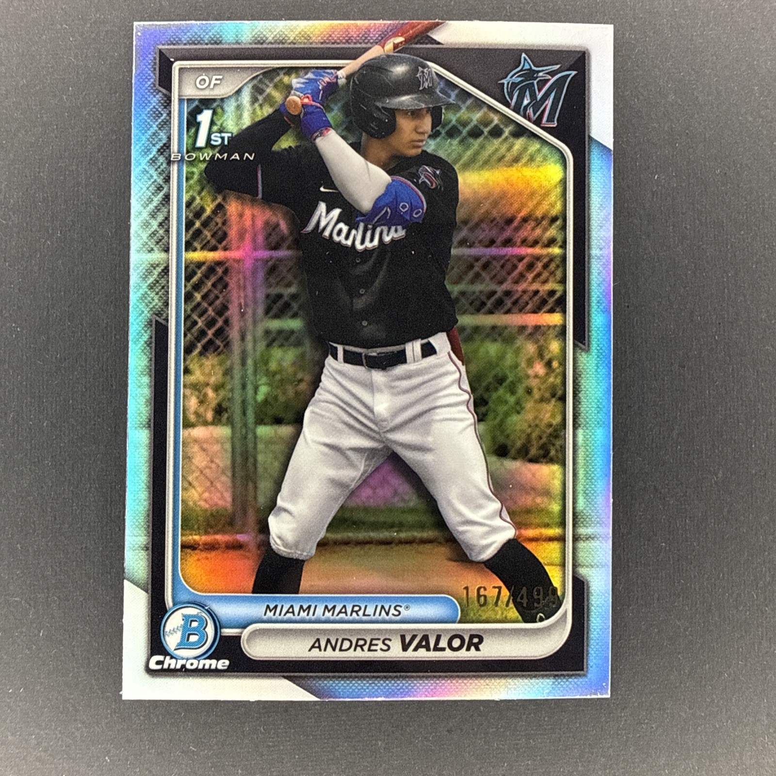 Andres Valor 2024 Bowman Chrome 1st Bowman Refractor #167/499 Miami Marlins 