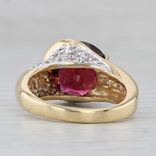 8.90ctw Turmalina Anillo con Diamante 18k Oro Amarillo Talla 8 Cóctel - Imagen 4 de 10