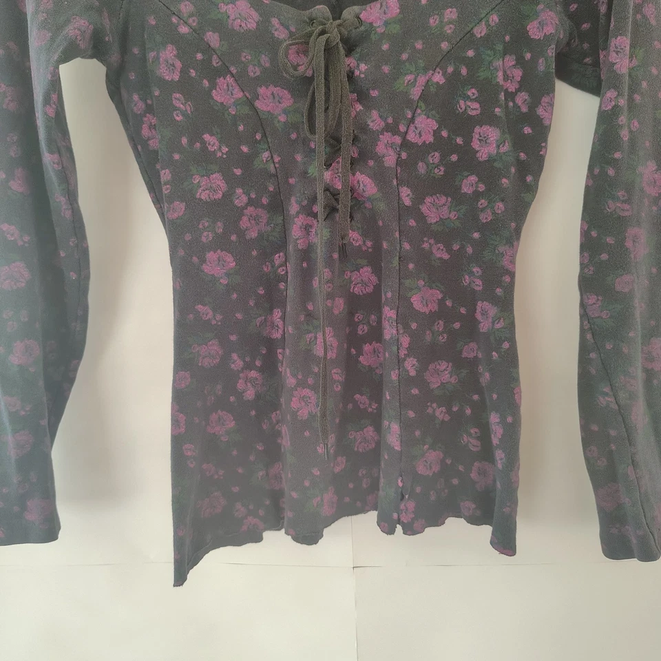 Corsé Top Con Cordones Etiqueta Punk Betsy Johnson Vintage Años 80 Para Mujer Talla S Floral Oscuro Foto 3 de 4