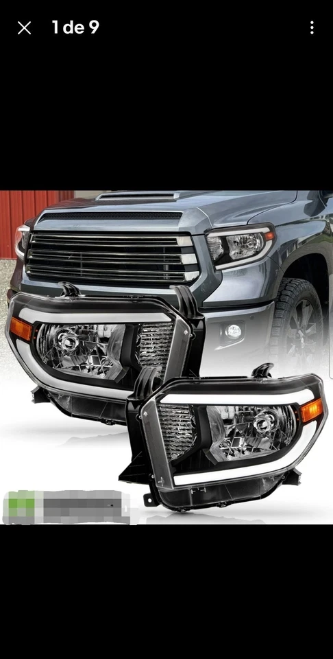 Juego de faros delanteros izquierda+derecha para Toyota Tundra 2014-2017 con LED DRL cromados Foto 2 de 4