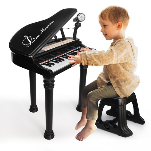 Piano Keyboard Toy for Kids - 31 Keys Toddlers Black Piano Toy with Microphon...