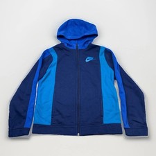 Nike Youth Large Blue Full Zip Hoodie Boys L Fleece Lined Two Tone Sweatshirt