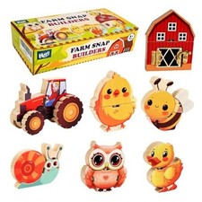 HUZU Snap Wooden Building Sets   Creative Montessori Toys for Kids Farm Life