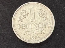 1984 F German 1 Deutsche Mark Coin, Bundesrepublik Deutschland, Germany