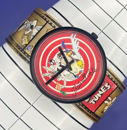 COLLECTIBLE VINTAGE LOONEY TUNES FRIENDS BUG /TAZ/TWEET WATCH ARMITRON #9.41