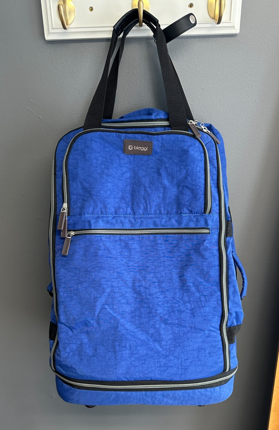 Biaggi Zipsak Boost 27" Rolling Spinner CarryOn Duffle Blue Collapsible Suitcase
