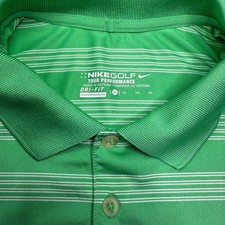 Nike Golf Tour Performance Dri-Fit Green White Striped Polo Shirt Men  s XL EUC