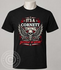 CORNETT Mens Black T-Shirt Family Name Skull Different By Nature Gift
