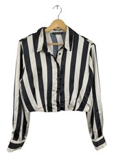 STRADIVARIUS Blusen-Body Damen Bluse Gr. DE 40 wollweiß-schwarz Elegant