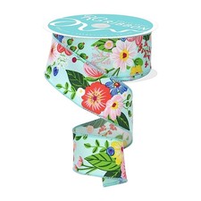 RG Ribbon Flower Pattern Wired Ribbon for Bows, Wreaths, Gift Wrap, Crafts an...