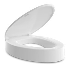 ELONGATED toilet seat risers for seniors, Slow Close, Elevated toilet seat, H...