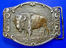 Buffalo Bison Wildlife Hunting Vintage Belt Buckle by Wyoming Studio Art Works