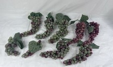 Vintage Artificial Faux Realistic Rubber Grapes Bunches Cottagecore Lot Of 9