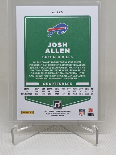 2021 Panini Donruss JOSH ALLEN Press Proof Gold Mask #225 BUFFALO BILLS - Bild 9 von 9