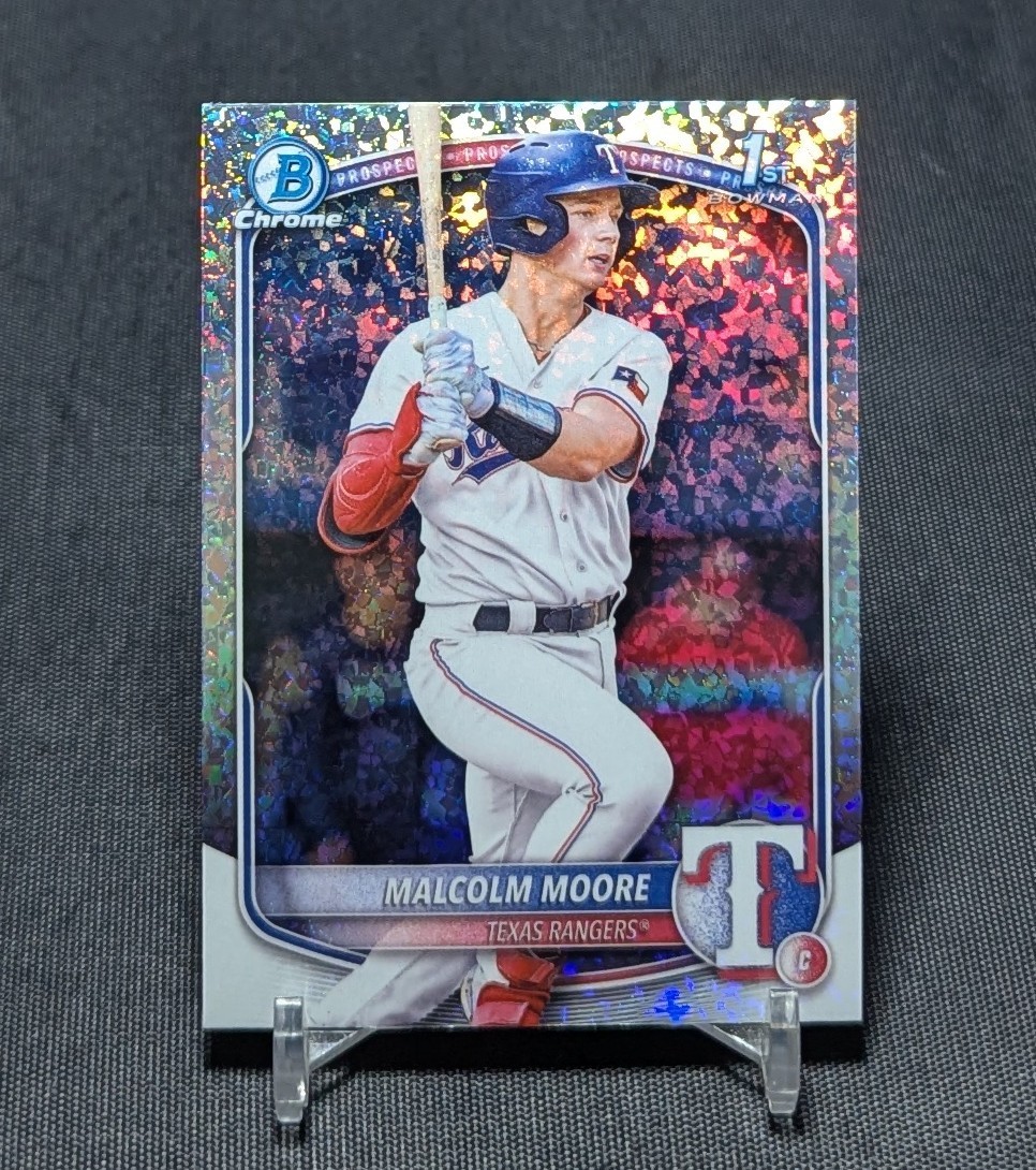 Malcolm Moore 1st Chrome Mini Diamond Refractor 2025 Bowman Card BCP-129 Rangers