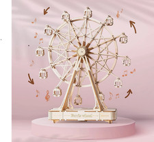 ROBOTIME Ferris Wheel 3D Wooden Puzzle DIY Music Box Building Toy Gift for Adult