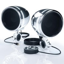 Motorcycle Bluetooth Speakers with LED Ring, 4" Waterproof AN4-Halo Chrome