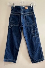 VTG Y2K Levi's Carpenter Jeans Youth 7X Dark Wash Baggy 100 Cotton
