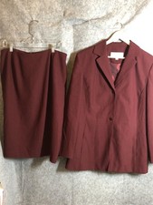 Larry Levine Suits Suit Set Womens 16 Burgundy Blazer Pencil Skirt Lined Career