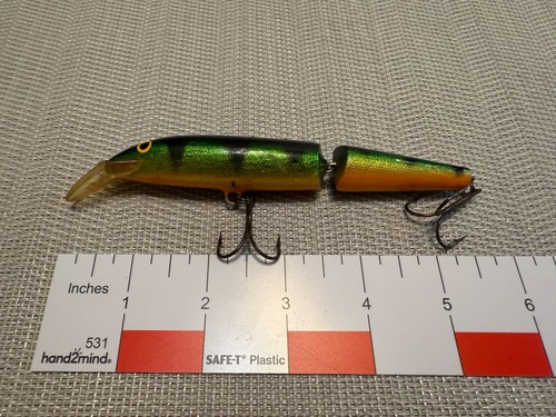 1980s Rapala Jointed Floating J-9 — Green Perch Pattern 3.5" Crankbait, Finland - Picture 5 of 5