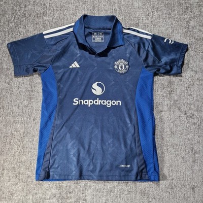 Adidas Manchester United Fußballtrikot Jungen 12-13 Jahre P2P 17'', blau, Snapdragon