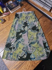 Vtg Green Paisley A-Line Skirt Sz Sm Boho Hippie Cottage Core Fairy Notations