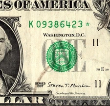 2017 K Star note Fancy Serial Number Regular Run