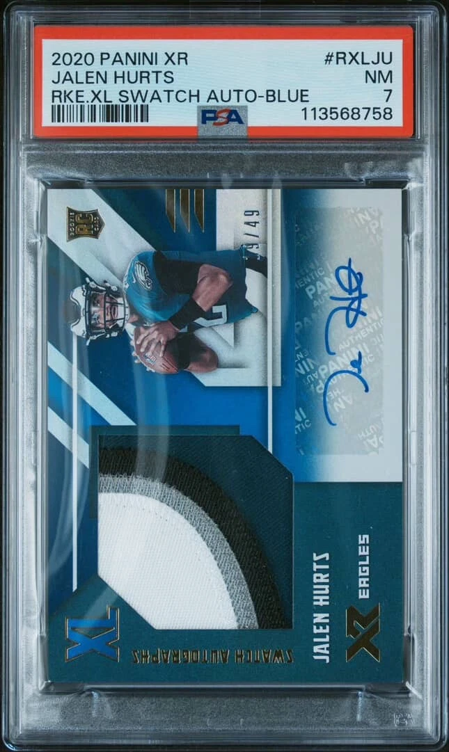 Jalen Hurts Panini XR Rookie XL Swatch Autographs #RXLJU Blue