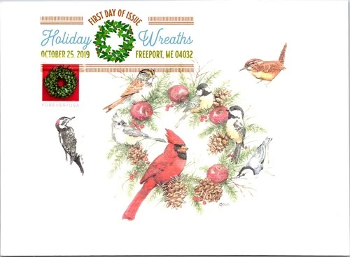 Dr Jim Stamps Maximum Card Holiday Wreath Forever Fdc