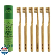 Gaia Guy Natural Bristle Bamboo Toothbrush (NO Nylon - Boar Hair ONLY) - Tota