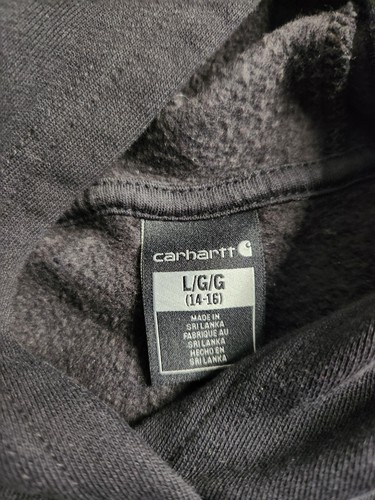 Carhartt Spellout Hoodie Sweatshirt Youth Size Large Black White Western Cowboy - Picture 4 of 7