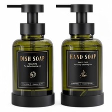 Foaming Soap Dispenser 15oz Hand Soap Bottle Pack 2 Olive Green
