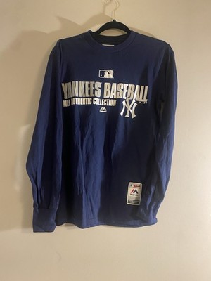 Vintage  Team MLB NY Yankees Long Sleeve Shirt Men s Small Navy Sleeve Logo