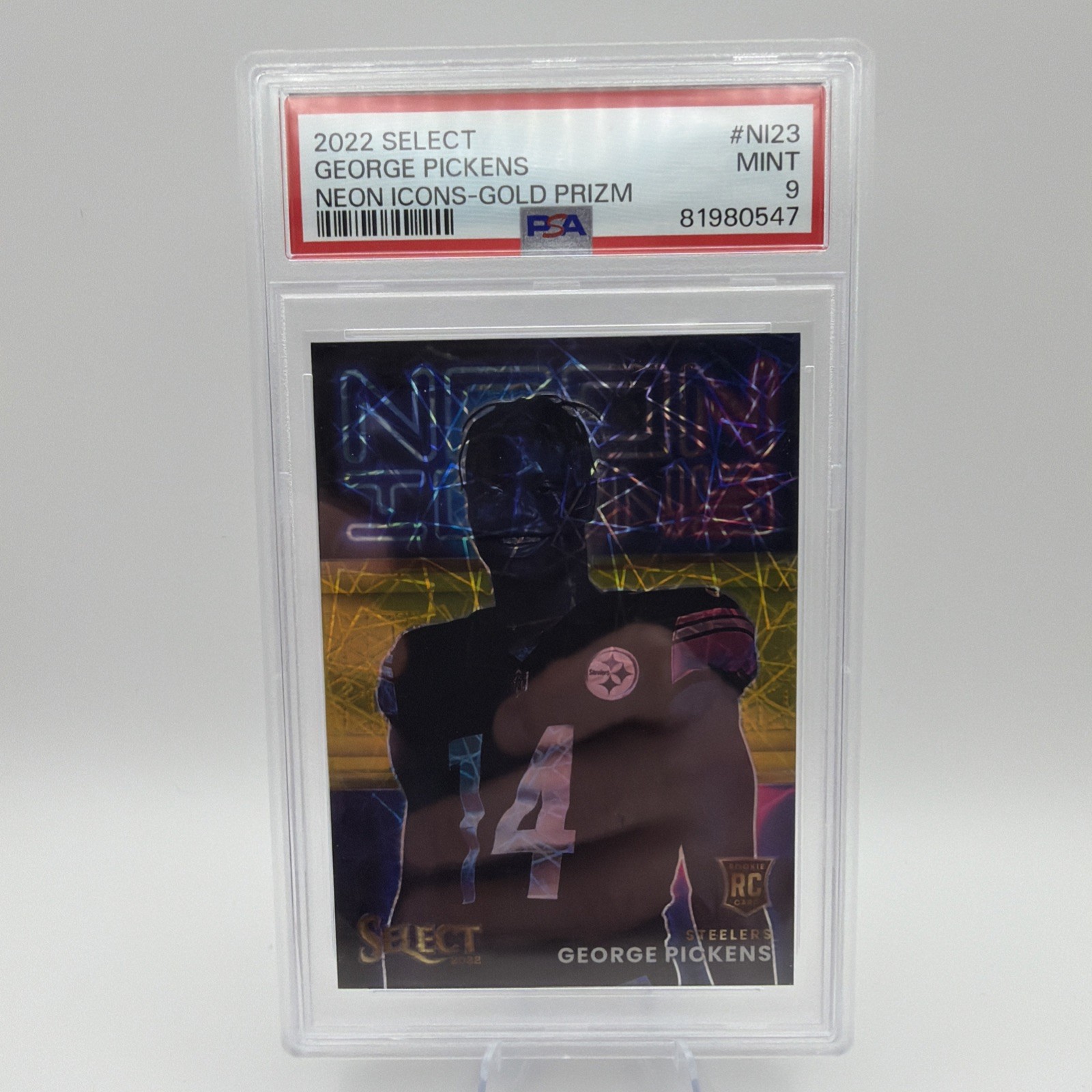 2022 Panini Select - Neon Icons George Pickens #NI-23 Gold Prizm /10 (RC)