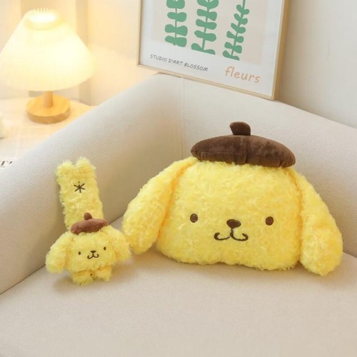 2pcs Furry Pompompurin Car Neck Pillow Headrest Seat Belt Cover Shoulder Pad Set - Picture 3 of 5