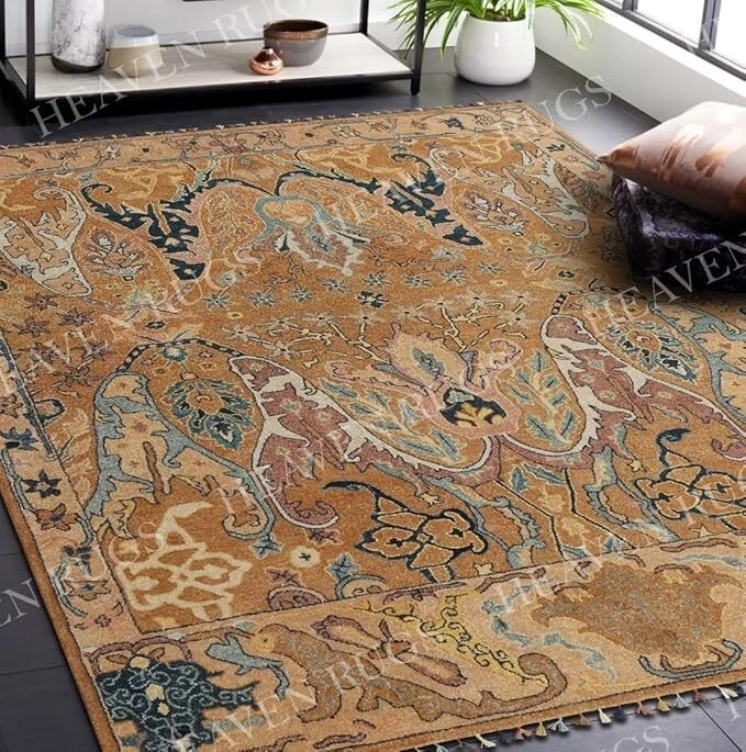 Ikat Brown Handmade Tufted Traditional Woolen  Area Rug  Without Tariff & Duty - Image 3 of 4