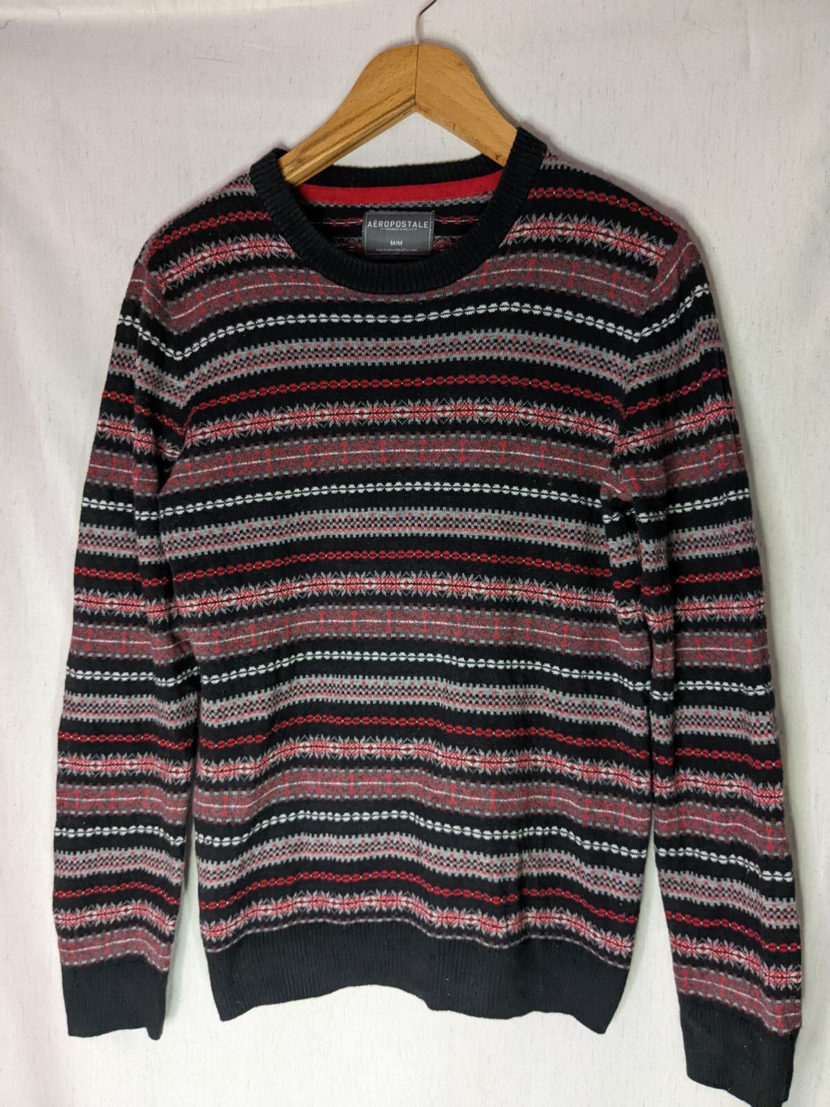 AEROPOSTALE Fair Isle Pattern Knit Crewneck Long Sleeve Sweater Size Medium