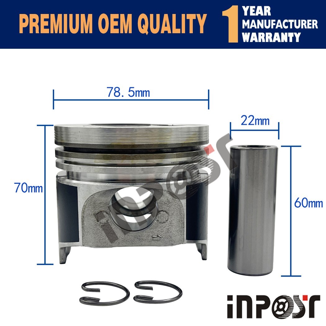 4 set V1505T Piston + Ring Kit Set Oversize 78mm (+0.50mm) for Kubota V1505-T