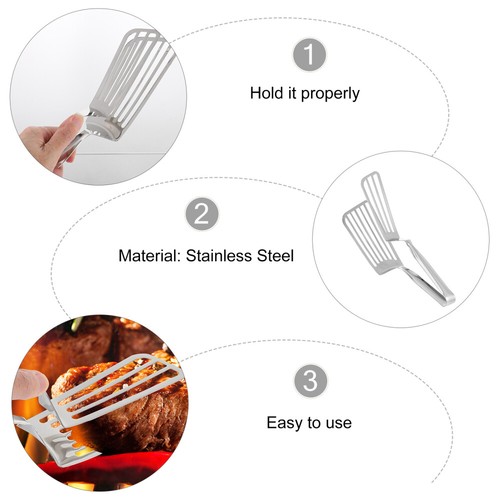 Stainless Steel Food Tongs Metal Spatulas for Kitchen Use Clamps - Picture 10 of 12