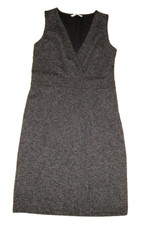TU black mix sleeveless wrap neck knee split below knee shift dress size 10