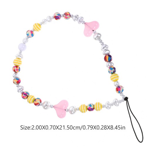 Perlen-Herz-Handyanhänger, Handy-Lanyard, Handgelenkschlaufe, - Zdjęcie 3 z 12
