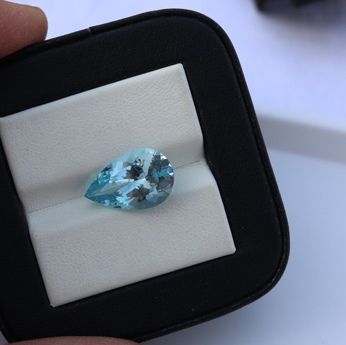 5 Carat 15.8x10.2x6.8 MM Untreated Natural Blue Aquamarine Pear Cut Gemstone - 第 5/10 張圖片