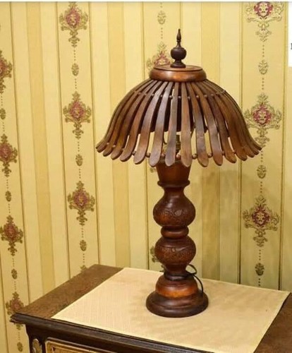 Lampada da tavolo in legno camera da letto legno rattan scrivania comodino luce notturna arredamento - Foto 9 di 31