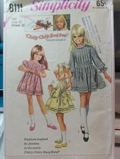 Simplicity 8111 Chitty Chitty Bang Bang inspired Sz 12 Girls Dresses 1969Vintage