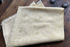 Floral Dupatta Embroidery Stitched Veil Stole Hijab Ivory Wool 27 x 80