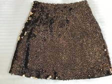 Ladies Short Fully Sequined Skirt  Black  Gold Sequins  Size Small
