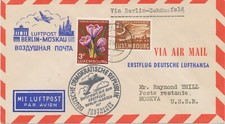 LUXEMBURG 1956 Deutsche Lufthansa Ost Erstflug „BERLIN – MOSKAU“ selt. Mitläufer