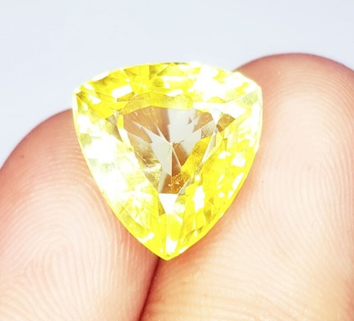 Zafiro amarillo natural certificado piedras preciosas sueltas 8,32 quilates forma billón zafiro - Imagen 8 de 11