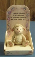Russ-Prayerful Thoughts-Lamb/Sheep -Holding Cross-Figurine- In Box
